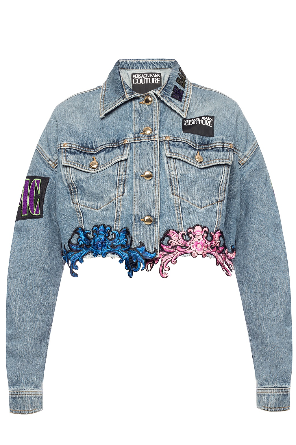 Blue Denim jacket with logo Versace Jeans Couture - Vitkac GB